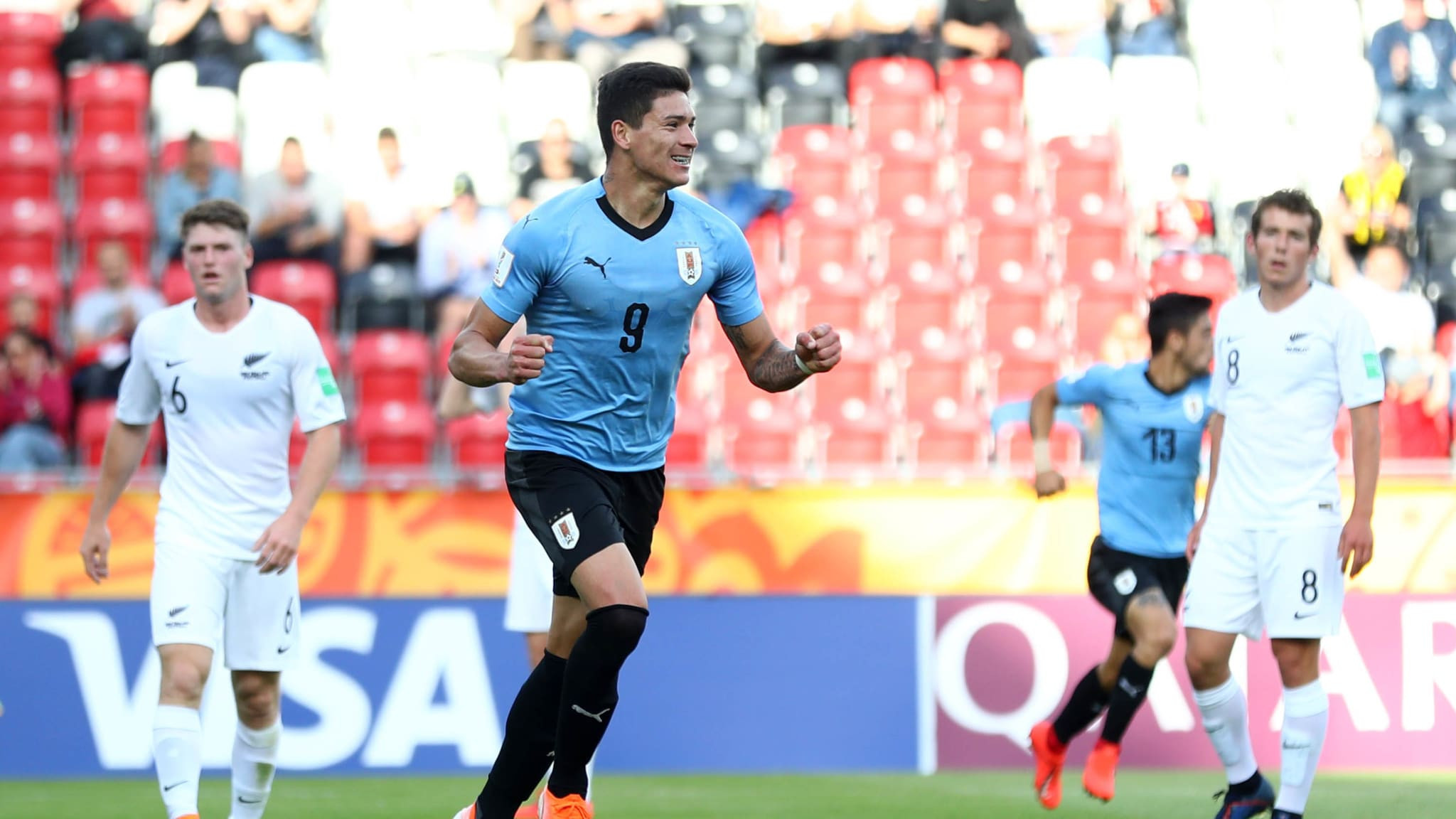Uruguay ended Group C with a 100 per cent record after earning a 2-0 victory against New Zealand at the FIFA Under-20 World Cup in Poland ©Getty Images