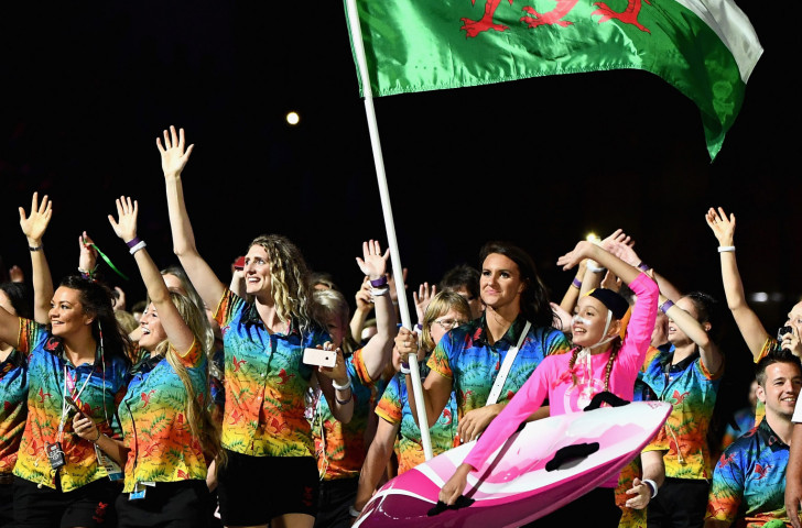 Welsh athletes, pictured at the Opening Ceremony of last year's Gold Coast Commonwealth Games, will have a new mascot at the 2022 Games in Birmingham in the form of Mistar Urdd, personifying Welsh youth organisation Urdd Gobaith Cymru ©Getty Images
