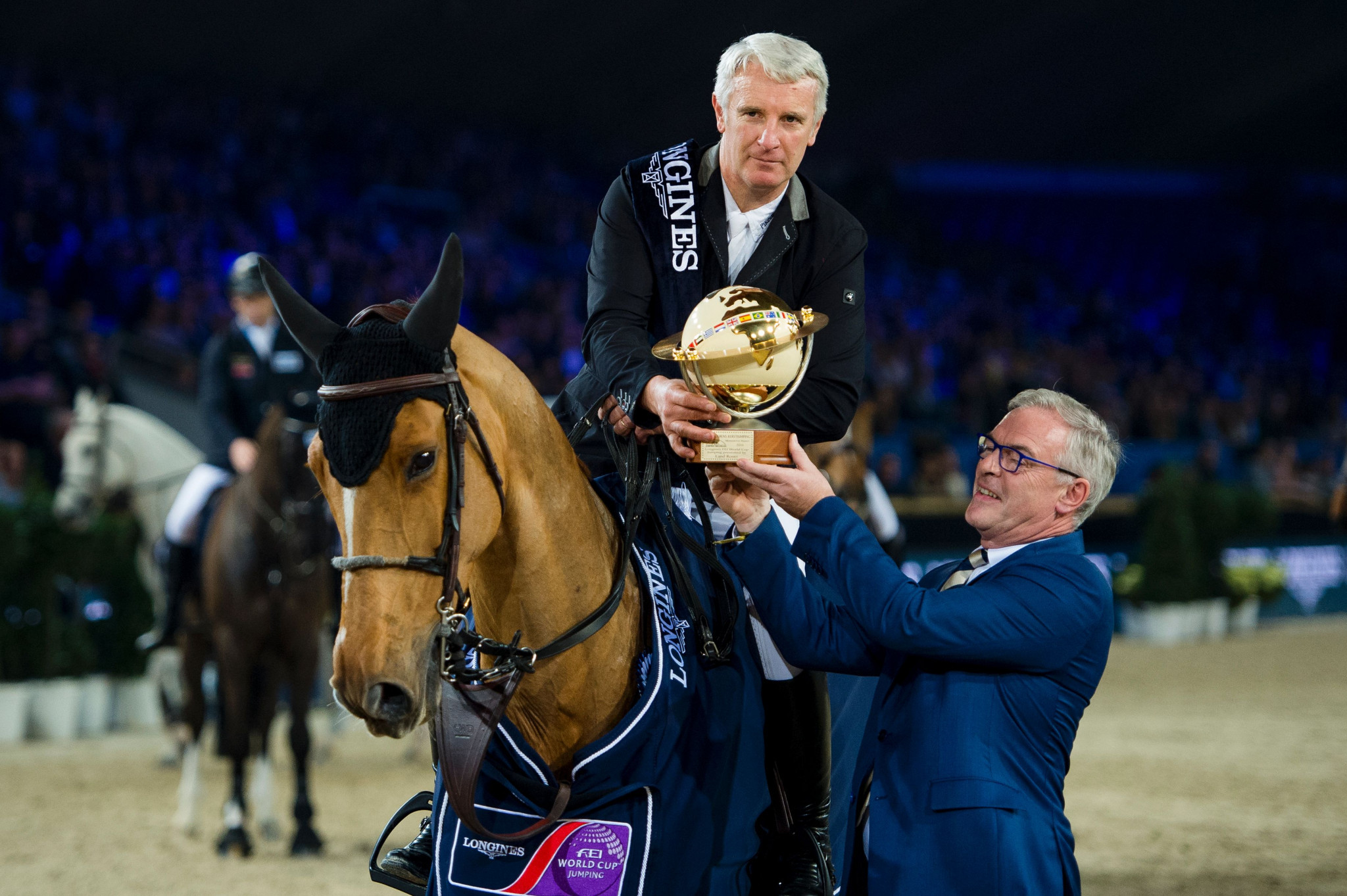 Frenchman Roger-Yves Bost, a former International Federation of Equestrian Sports World Cup jumping champion, had to settle for second at the Longines Global Champions Tour in Hamburg ©Getty Images