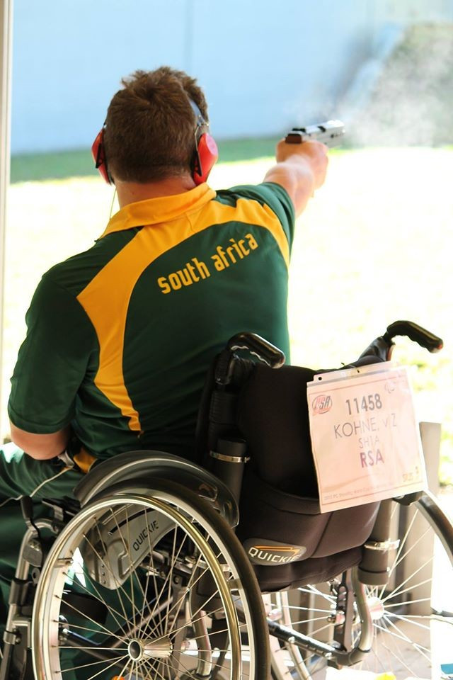 South Africa's Von Zeuner Kohne secured a Rio 2016 quota place for his country by finishing 10th in the mixed 25m pistol SH1 event ©IPC Shooting/Facebook