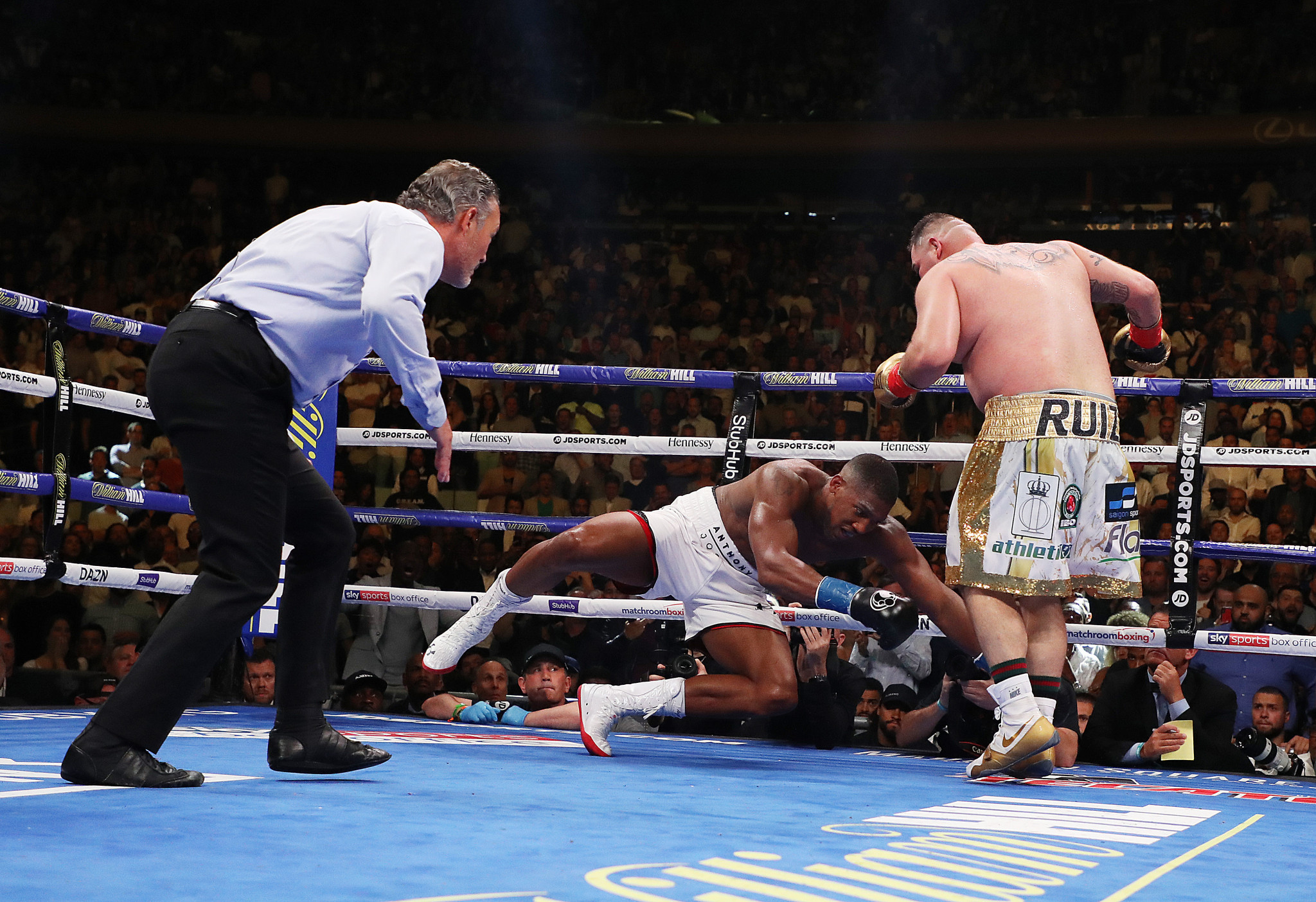 Anthony Joshua suffered one of the biggest upsets in boxing history when he lost his world heavyweight titles to Mexico's Andy Ruiz jnr at Madison Square Garden in New York City ©Getty Images