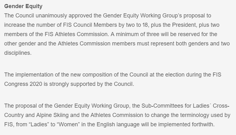 An extract of the FIS statement from the body's website ©FIS