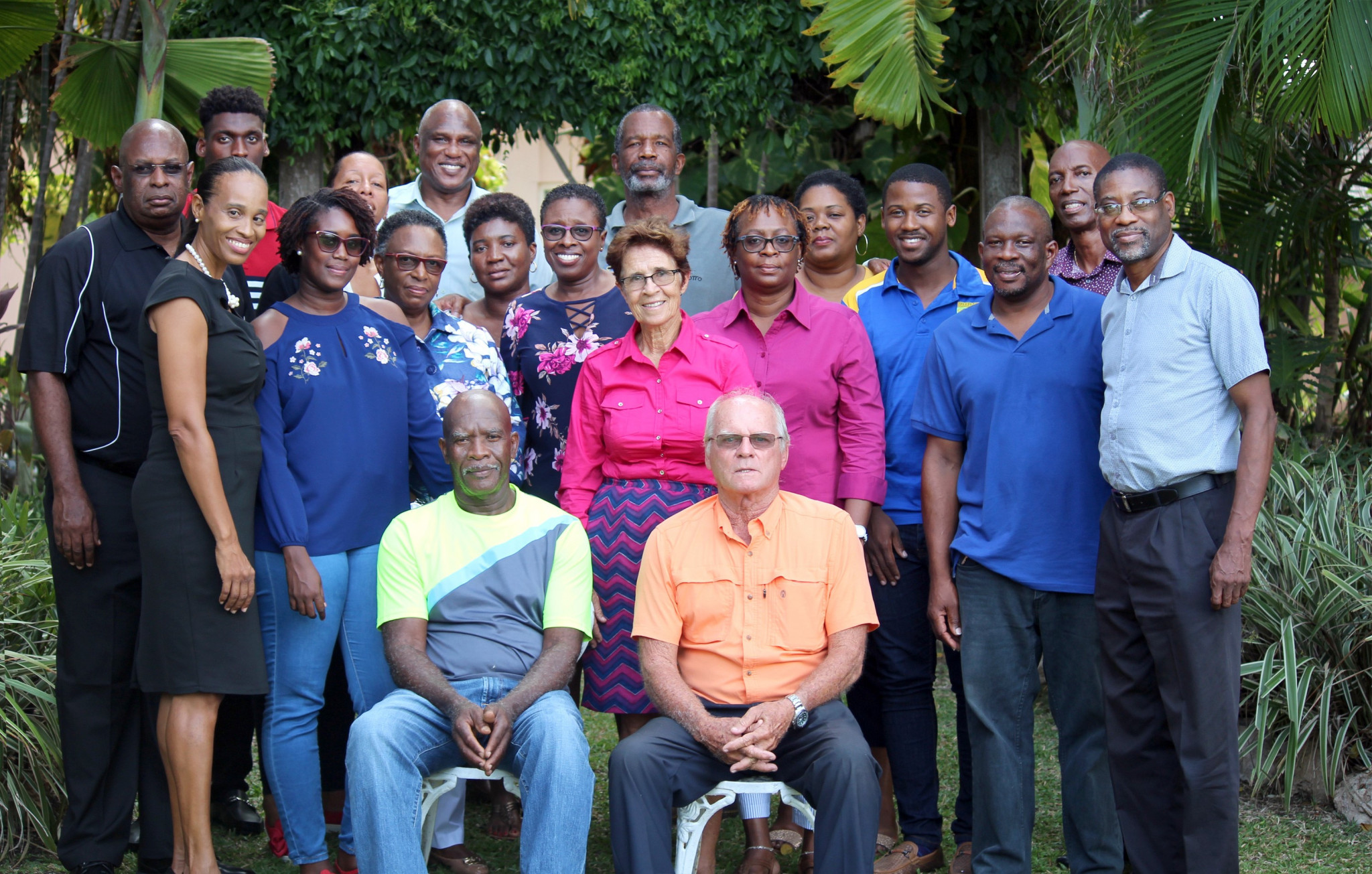 Members of the Barbados Olympic Association gathered at Golden Grove Great House as Dave Farmer and Charles Beckles retired ©BOA