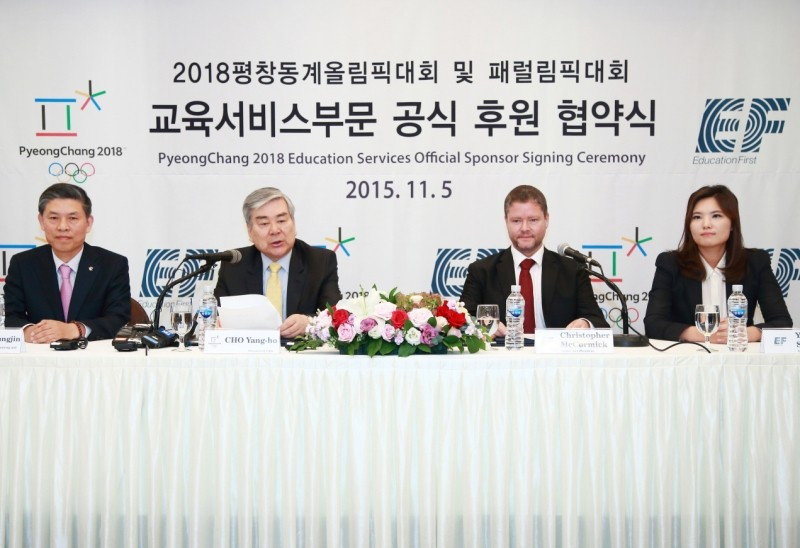 Education First were unveiled as the latest Pyeongchang 2018 at an official signing ceremony
