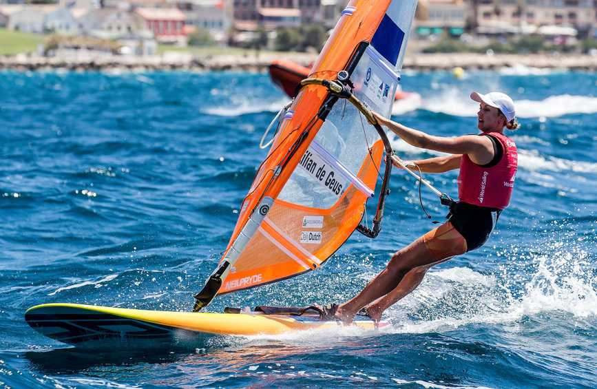 Lilian de Geus of the Netherlands is dominating the women's RS:X class at the World Cup Series Final in Marseille, safe in the knowledge she already has a place at the Tokyo 2020 Games ©World Sailing