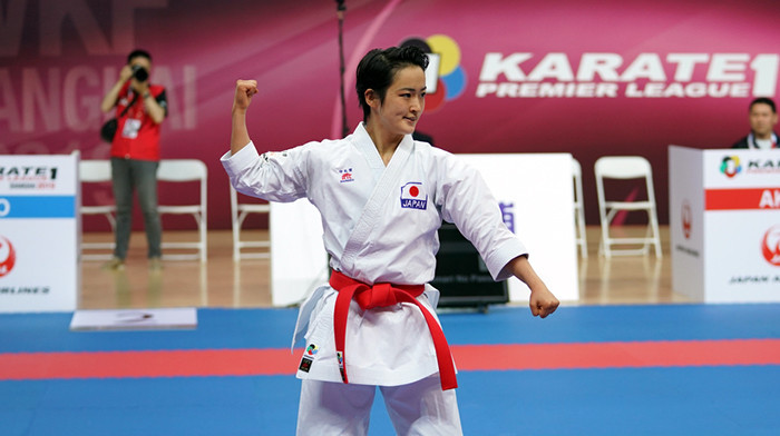 Spain’s Sandra Sánchez Jaime and Japan’s Kiyou Shimizu, pictured, set up a clash for the women’s kata gold medal on the opening day of the Karate 1-Premier League event in Shanghai in China ©WKF