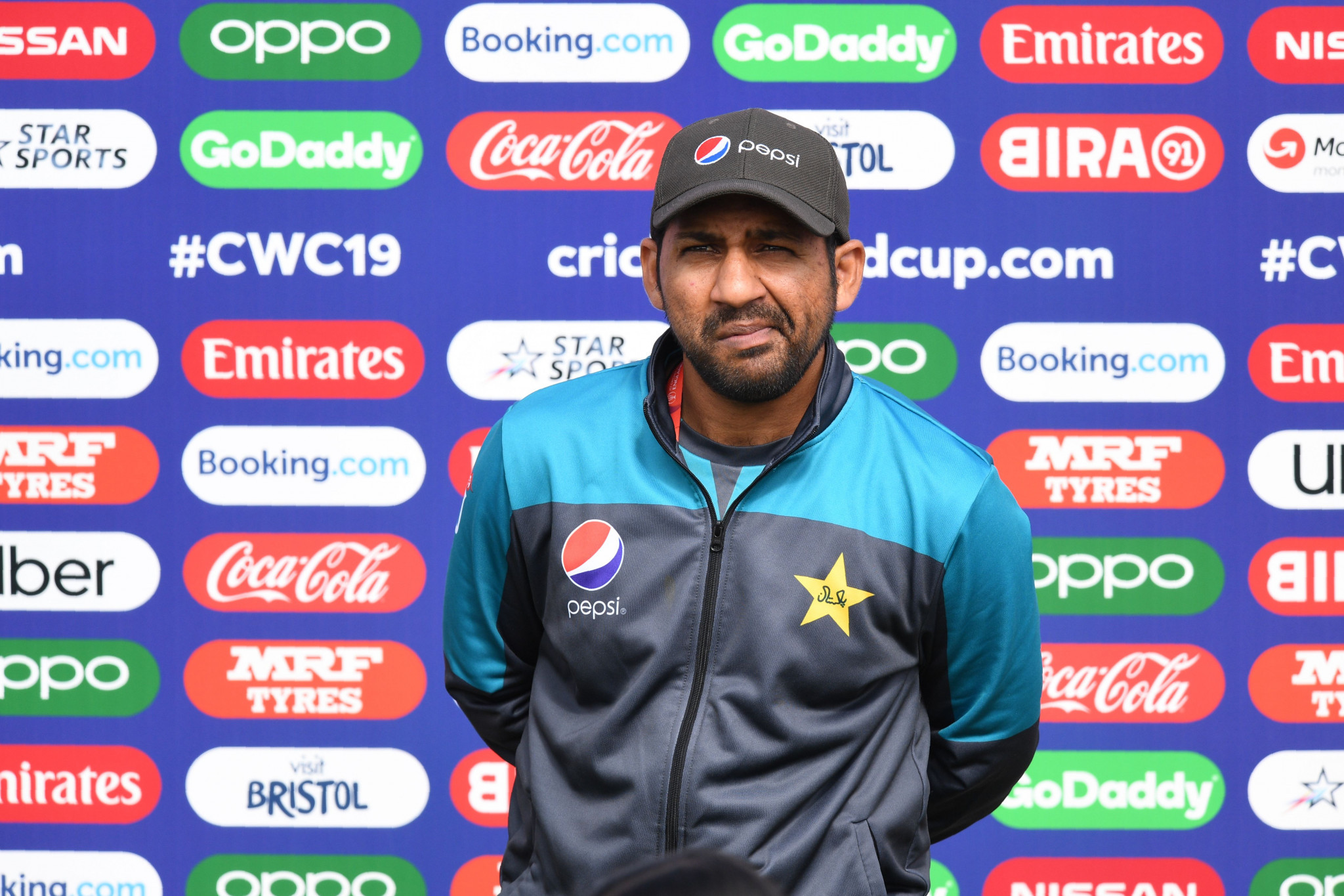 Pakistan captain Sarfaraz Ahmed spoke to the media following the abandonment of his team's match against Sri Lanka after persistent rain at Bristol County Ground today ©Getty Images