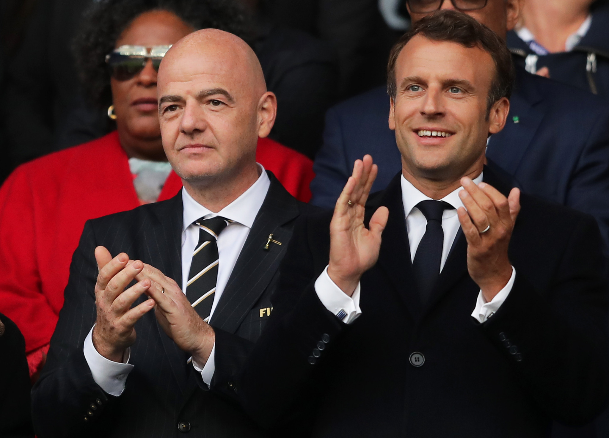 French President Emmanuel Macron was delighted with the result, attending the match alongside FIFA President Gianni Infantino ©Getty Images