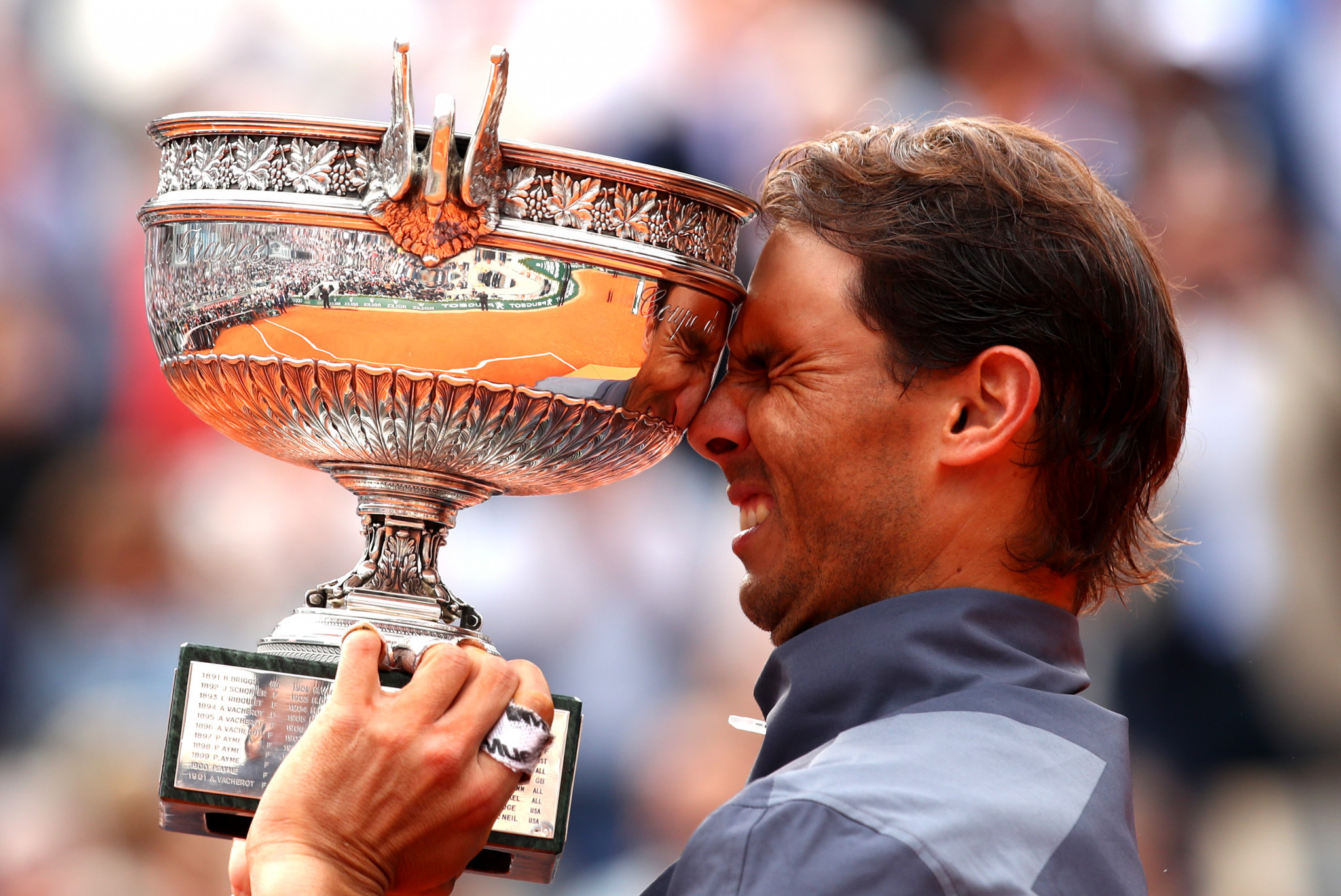 Rafael Nadal of Spain was full of emotion after claiming a 12th French Open title at Roland Garros ©Getty Images