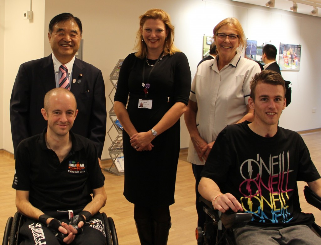 Tokyo 2020 Minister Toshiaki Endo (left) toured Buckinghamshire Healthcare NHS Trust’s National Spinal Injuries Centre