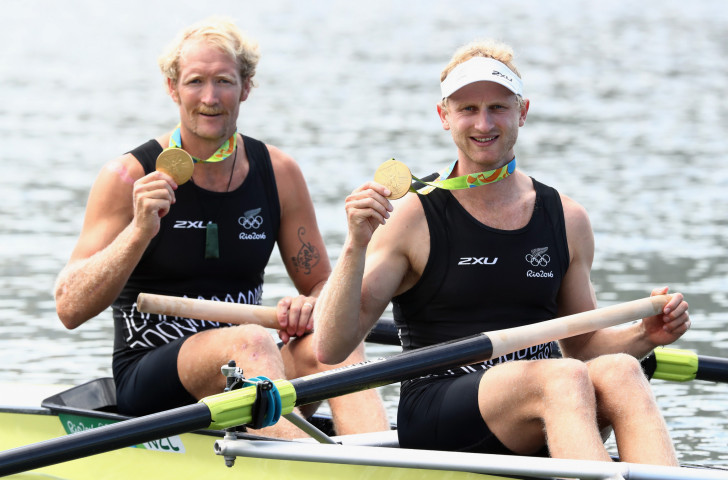 Hamish Bond, right, who has returned to rowing after being overlooked by Cycling New Zealand ©Getty Images