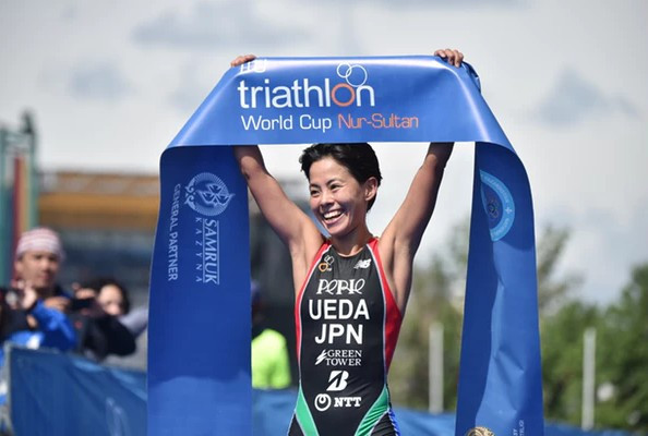 Hauser and Ueda win in revised duathlon format at ITU World Cup in Nur-Sultan