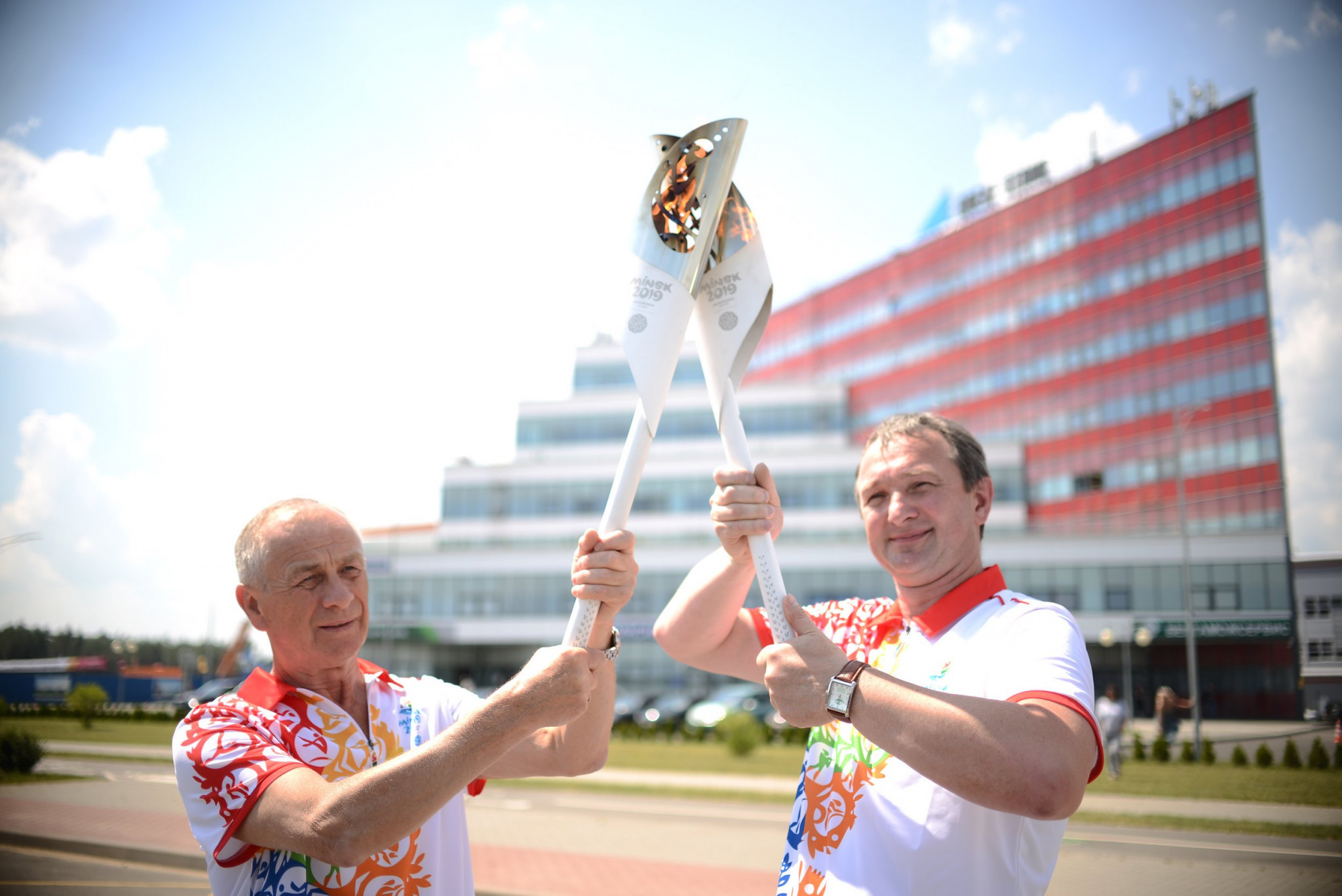 The European Games Torch, which was lit in Rome, has been carried by a variety of figures in sport and beyond ©Minsk 2019
