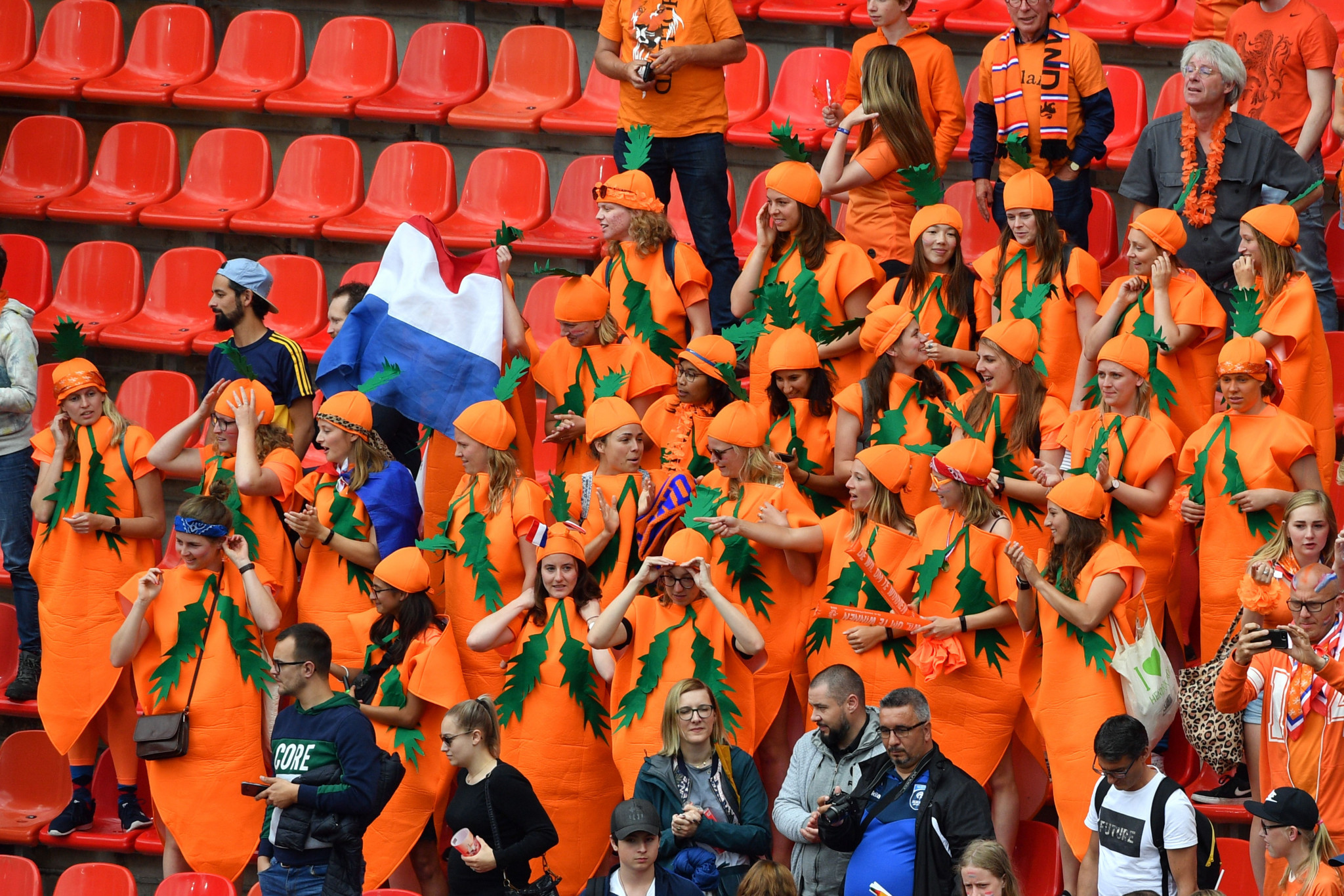 Netherlands supporters celebrate victory over Cameroon in Valenciennes