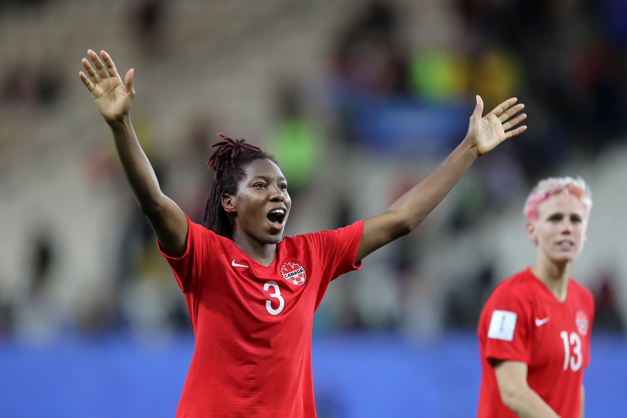 Canada's Kadeisha Buchanan enjoys the moment following victory over New Zealand ©Getty Images