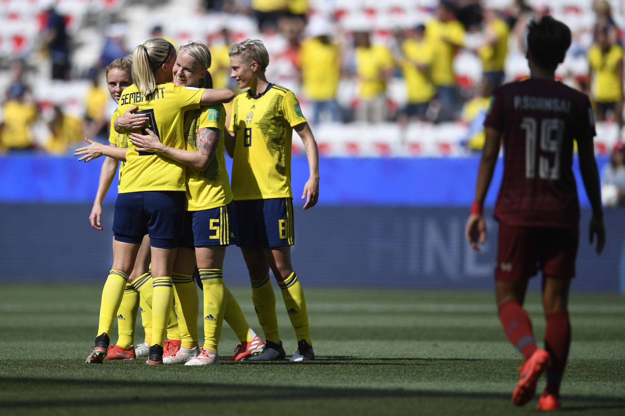 Elin Rubensson celebrates scoring Sweden's fifth goal ©Getty Images