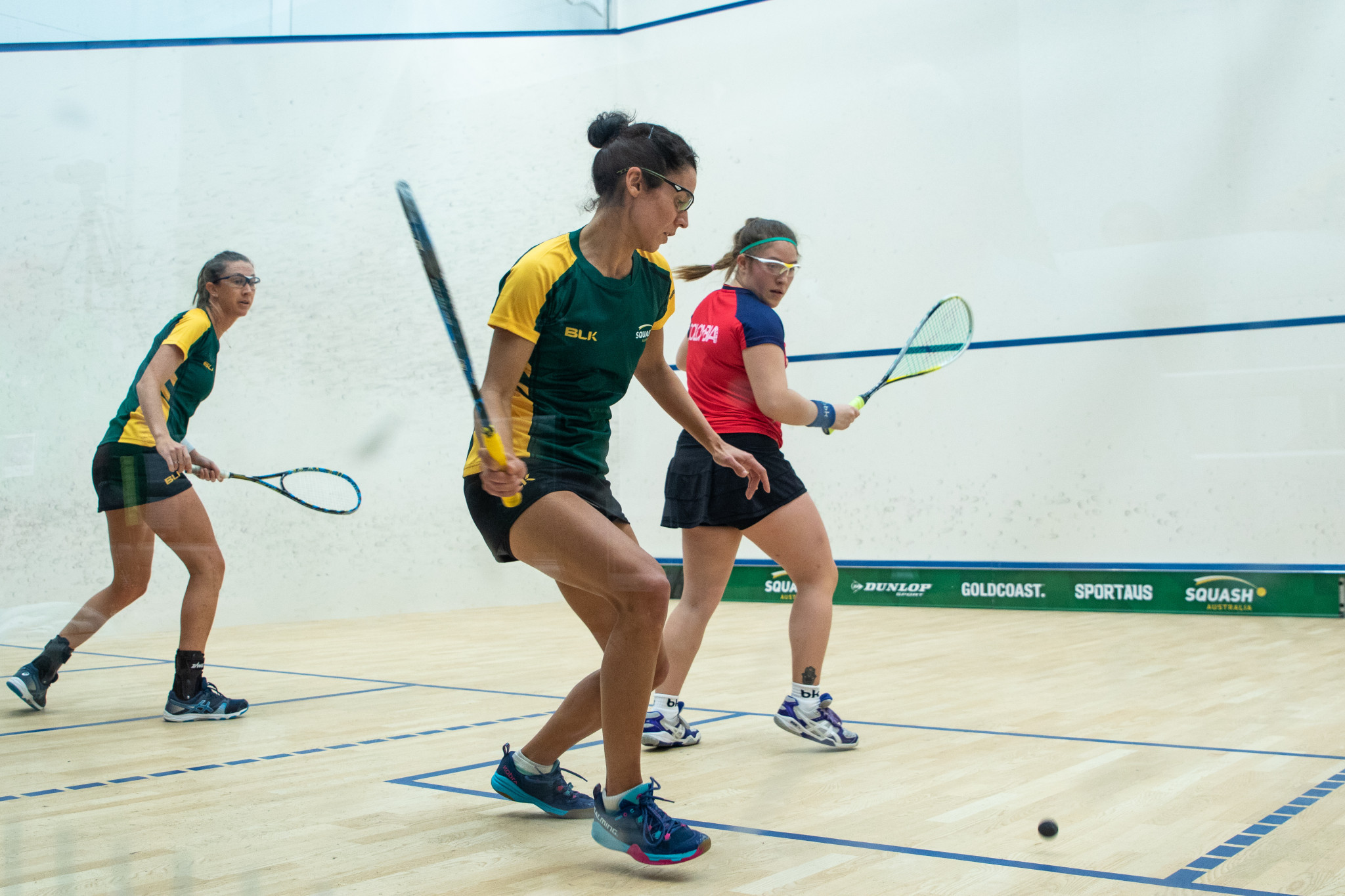Donna Lobban and Christine Nunn won their first match of the WSF World Doubles Squash Championships ©WSF