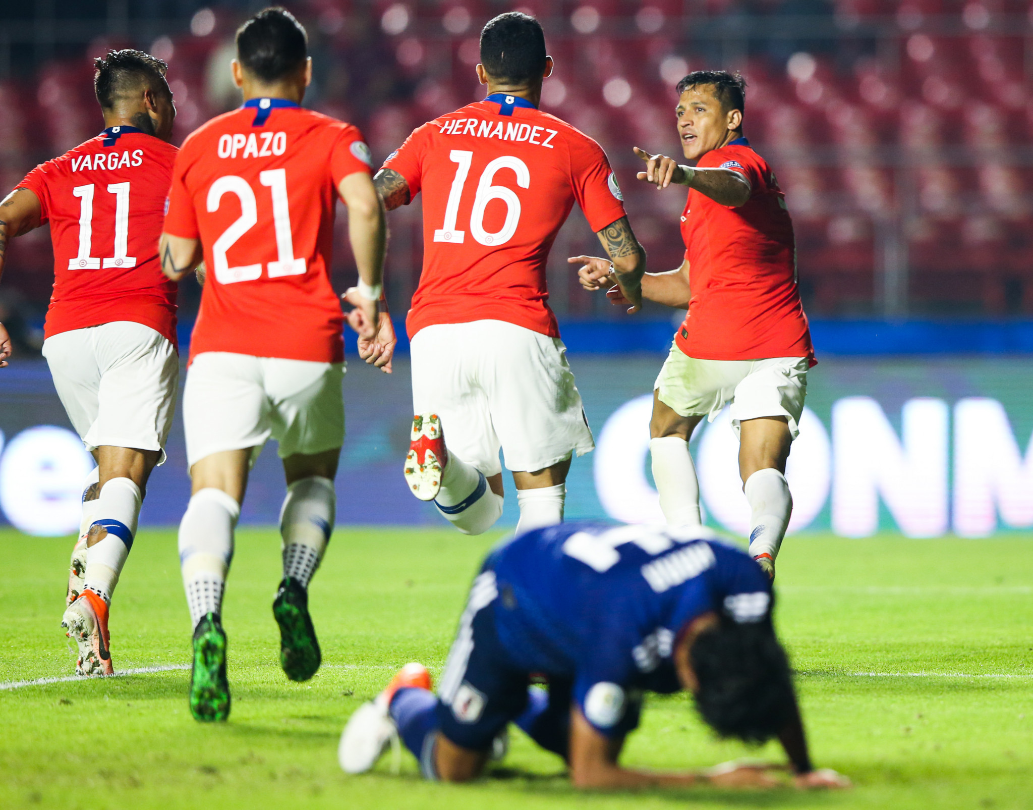 Reigning champions Chile begin Copa América defence with thumping win against inexperienced Japan