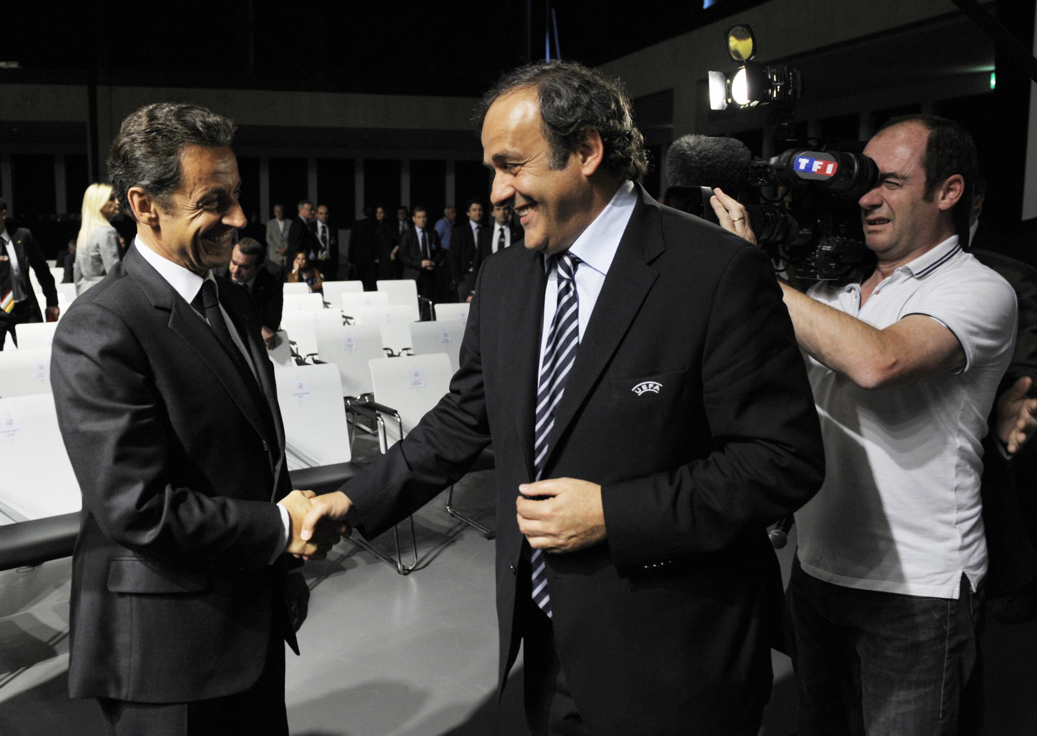 Former UEFA President Michel Platini, right, has denied he voted for Qatar to host the 2022 World Cup because of pressure from then-French President Nicolas Sarkozy ©Getty Images