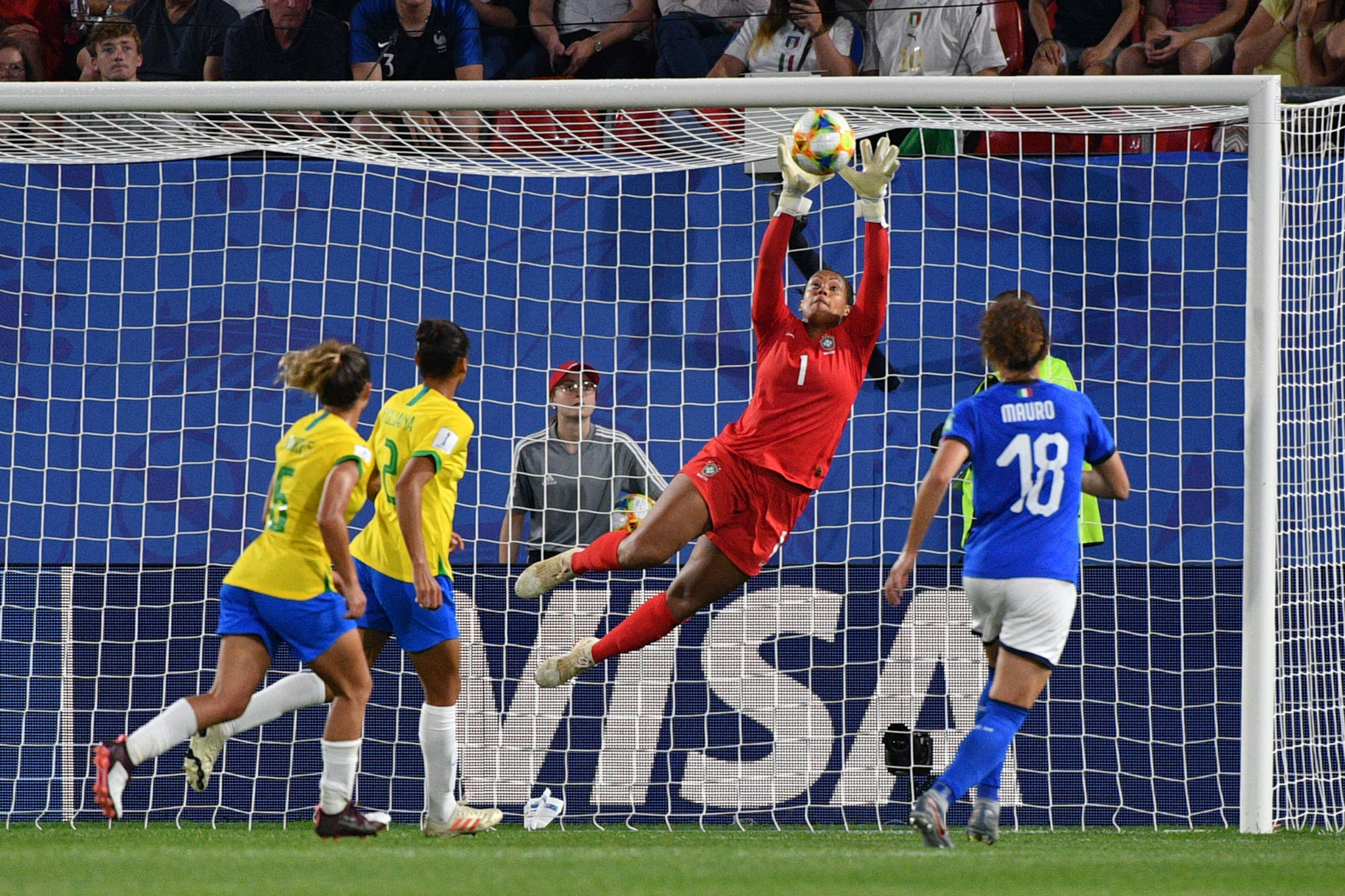 Brazil keeper Barbara makes a save ©Getty Images