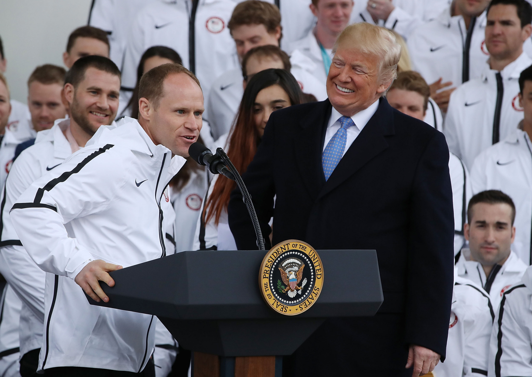 Dan Cnossen, pictured here with United States President Donald Trump, has also been named on the team ©Getty Images