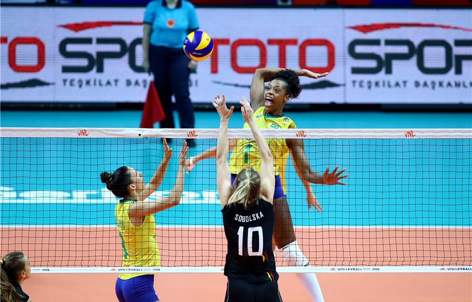 Brazil down Belgium as Poland become last team to reach final round of FIVB Women's Nations League