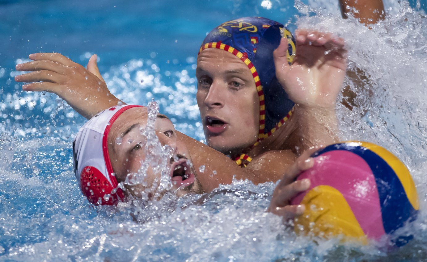 Spain secured top spot in Group A after beating Canada 12-5 at the FINA Men's Water Polo World League Super Final in Belgrade today ©Istvan Derencsenyi/FINA