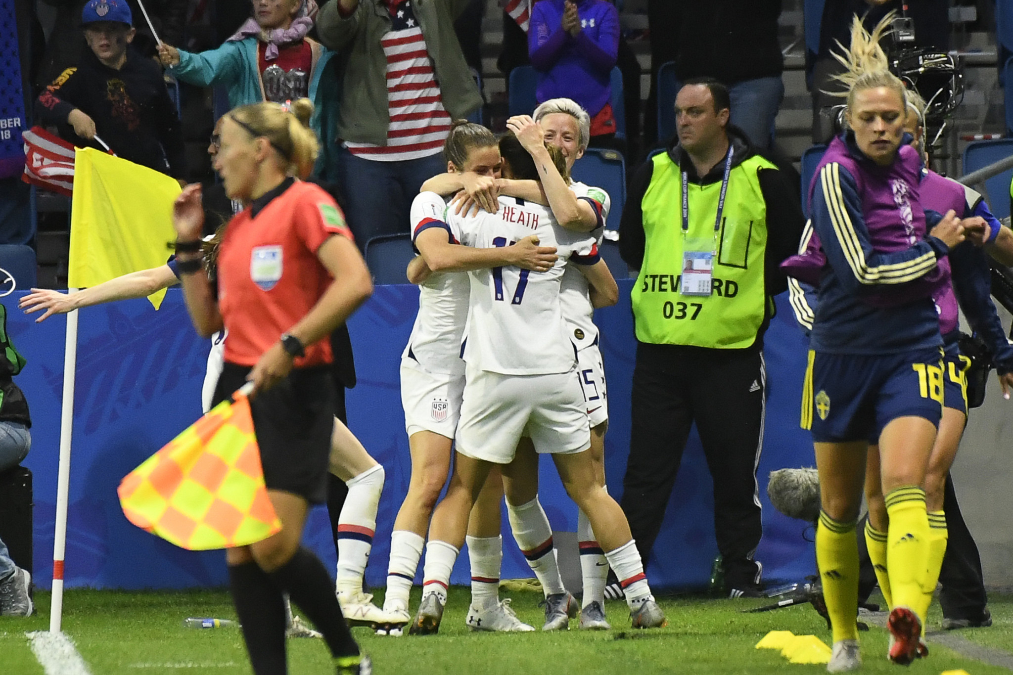 The US celebrated their 2-0 victory which saw them top Group F ©Getty Images
