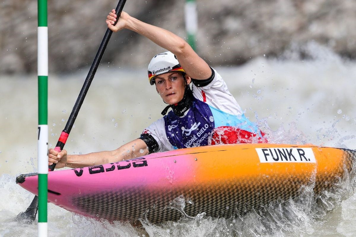 Germany’s Ricarda Funk qualified quickest in the women’s K1 event on the opening day of the ICF Canoe Slalom World Cup in Bratislava ©ICF