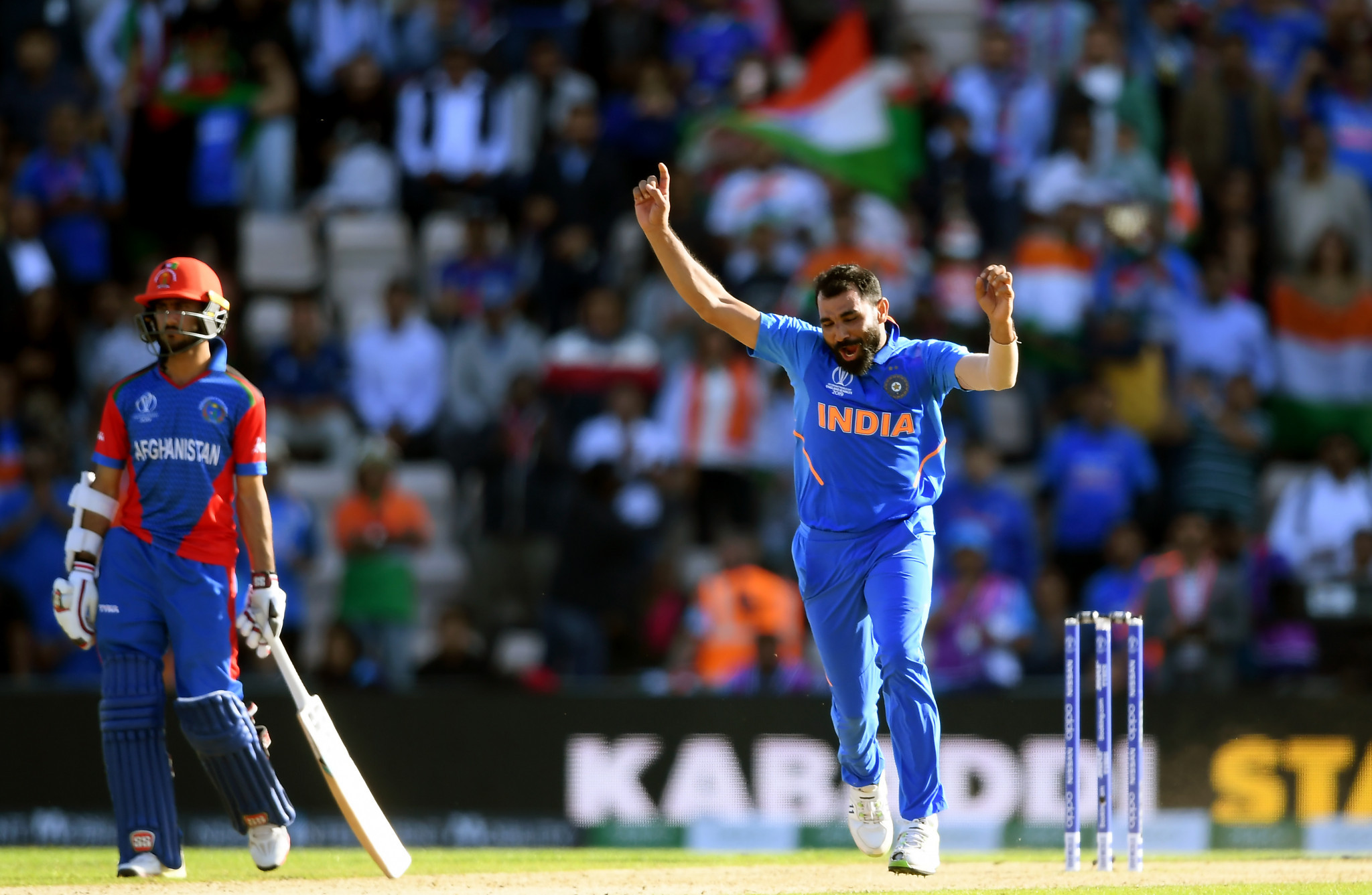 India's Mohammed Shami took a hat-trick in the final over to deny Afghanistan at the Cricket World Cup ©Getty Images