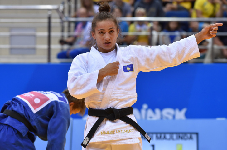 Kosovo's Rio 2016 judo champion Majlinda Kelmendi acknowledges another major gold in Minsk today ©Getty Images