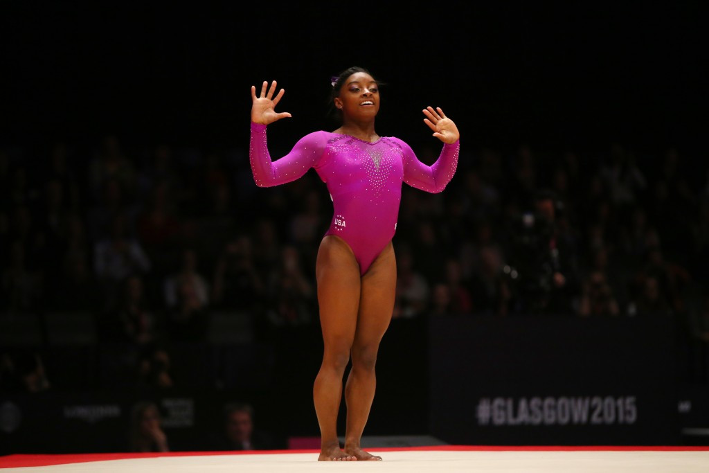 Simone Biles is one of five athletes considered for the women's Olympic award ©Getty Images