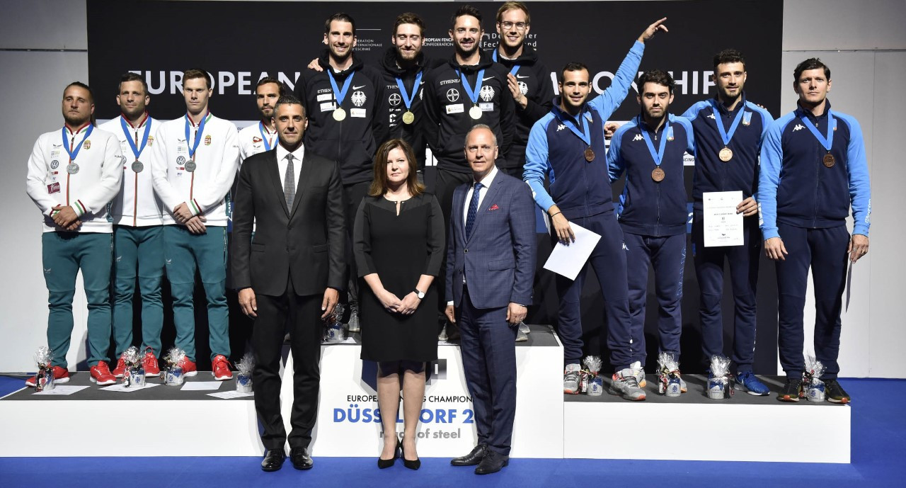 Hosts Germany win men's team sabre at European Fencing Championships as Poland emerge victorious in women's team épée