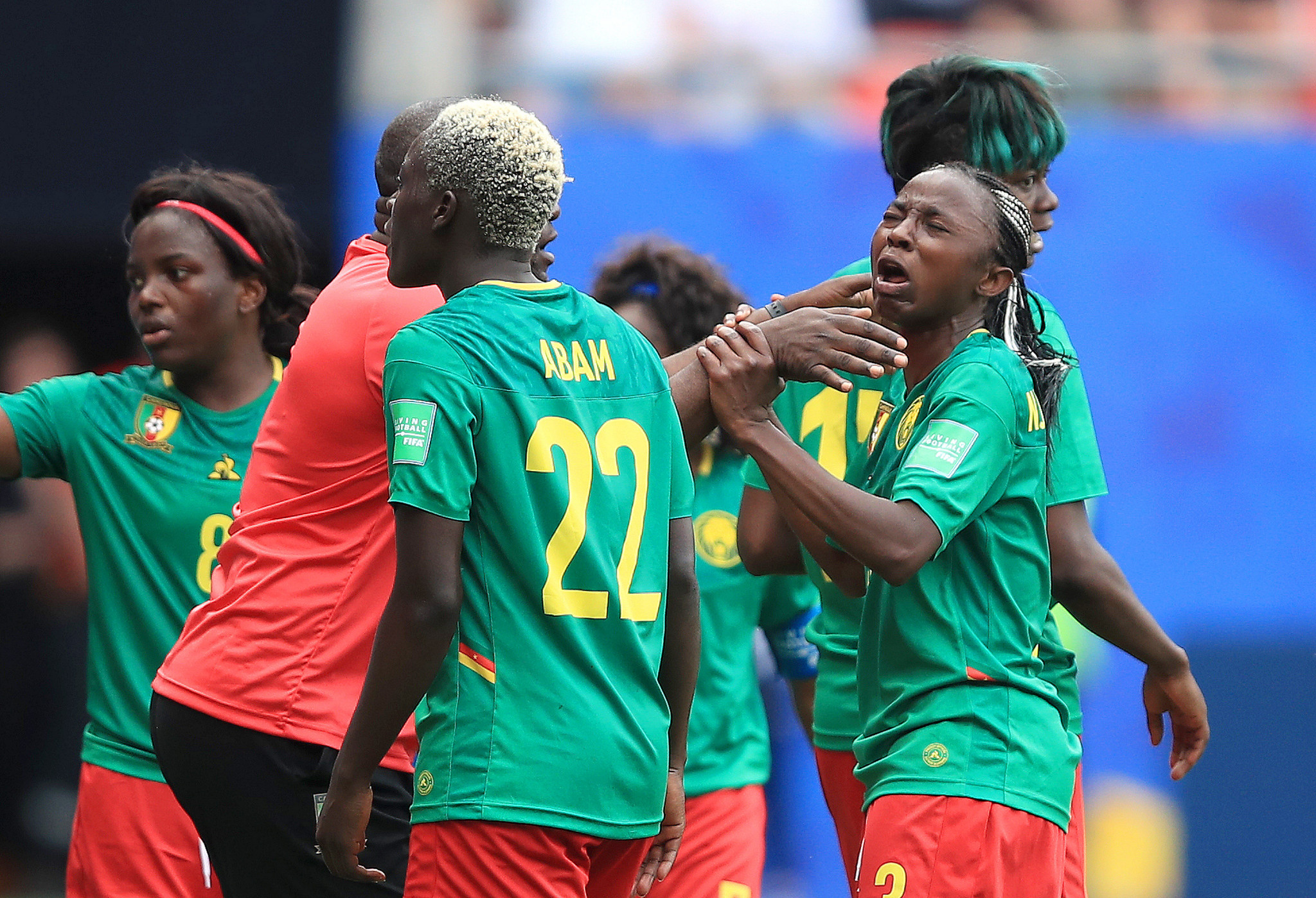 Ajara Nchout was in tears after another VAR decision went against Cameroon, ruling out her goal just after half time ©Getty Images