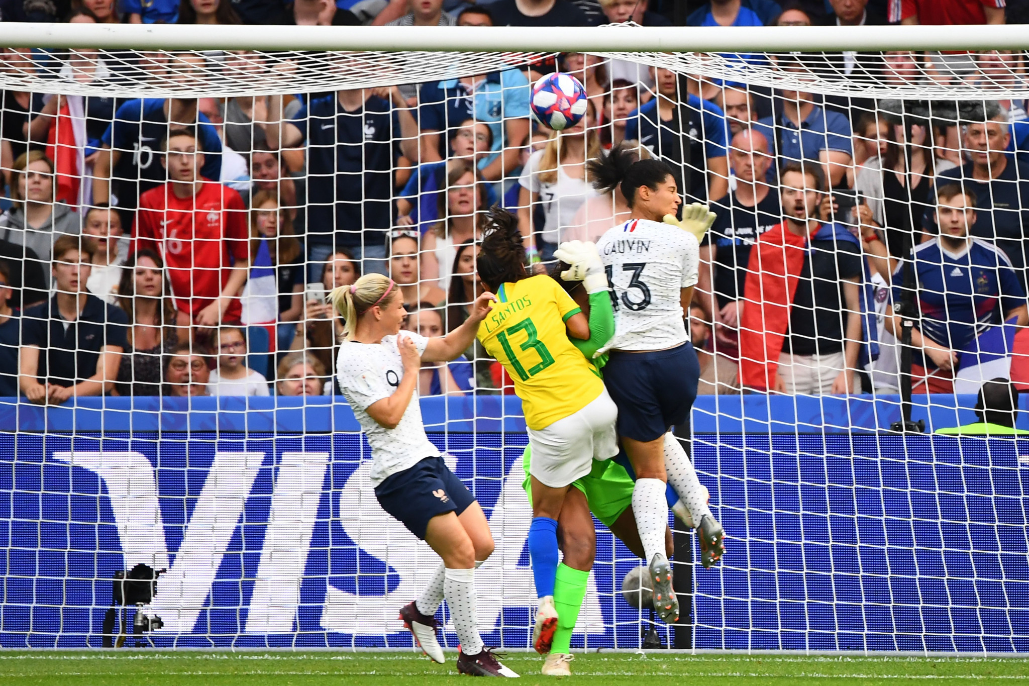 Valérie Gauvin appeared to have given France the lead against Brazil, but the goal was ruled out for a foul © Getty Images