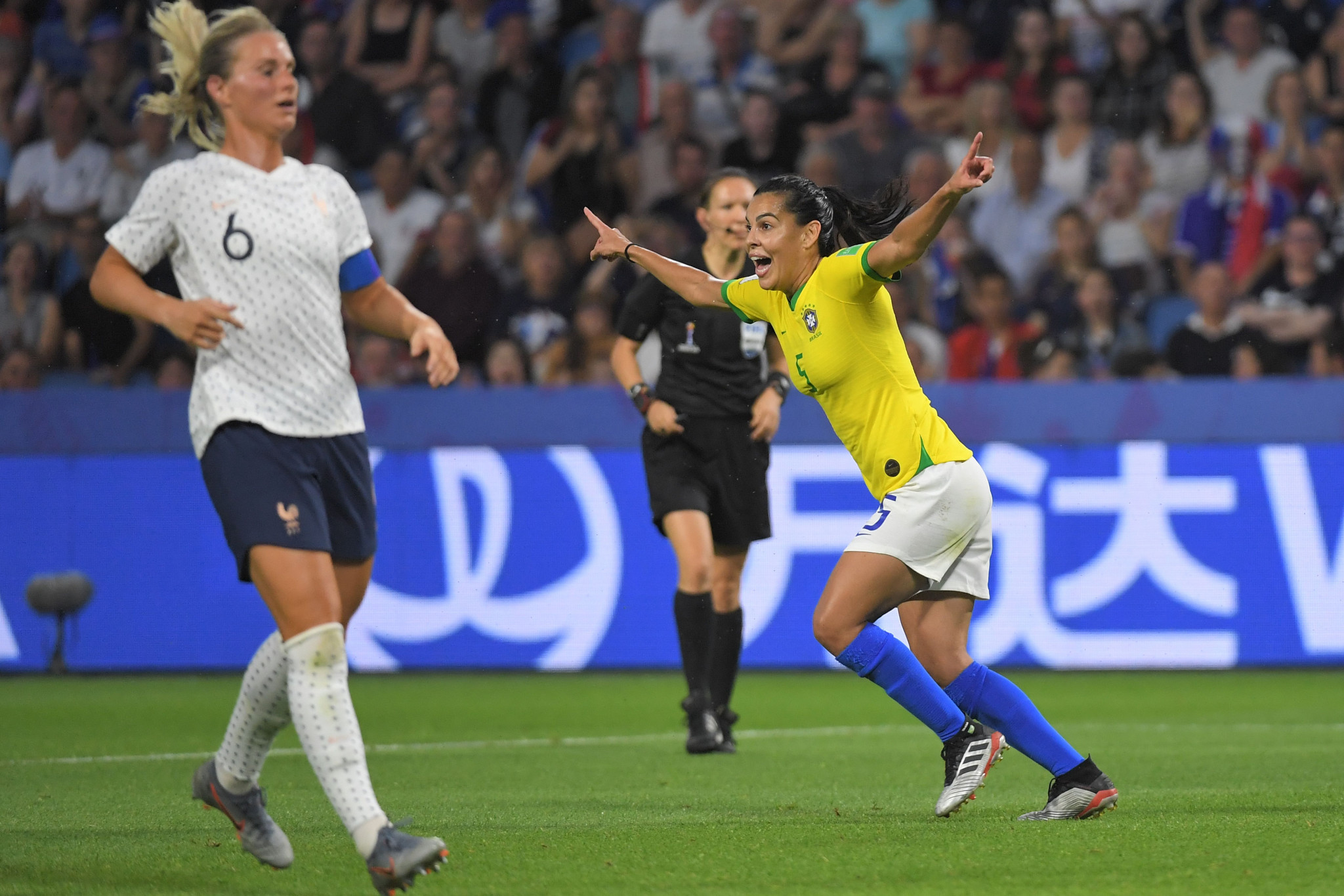 Brazil equalised when Thaisa's driven finish was allowed following a VAR review © Getty Images