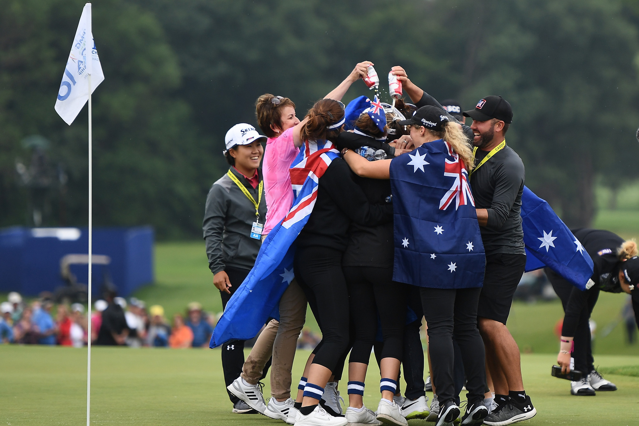 Hannah Green celebrates on the 18th after clinching her first major ©Getty Images