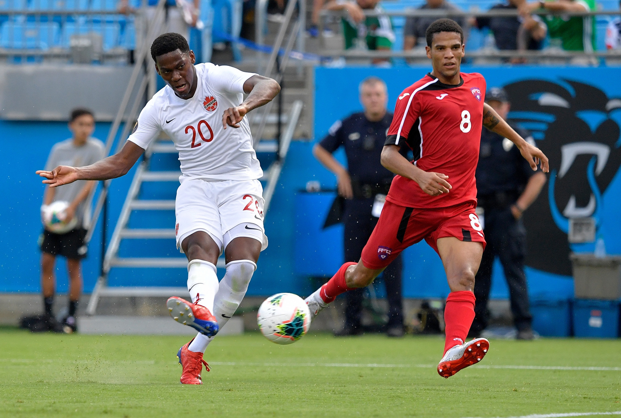  Jonathan David was one of two Canadians to score a hat-trick in their big win over Cuba ©Getty Images