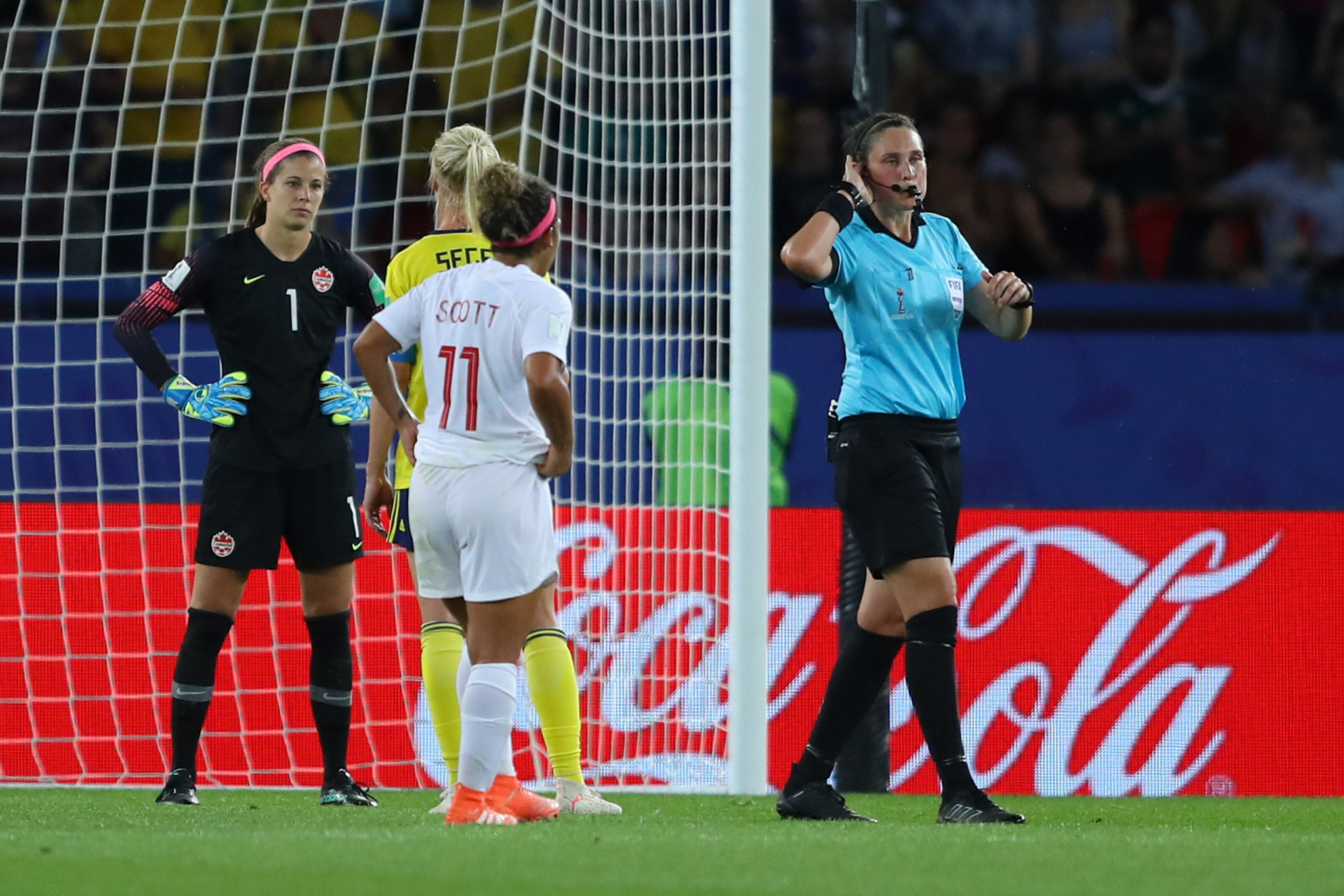 VAR was used by Australian referee Kate Jacewicz on a number of occasions, including after the final whistle had sounded about a potential handball by Sweden's Linda Sembrant in the box ©Getty Images