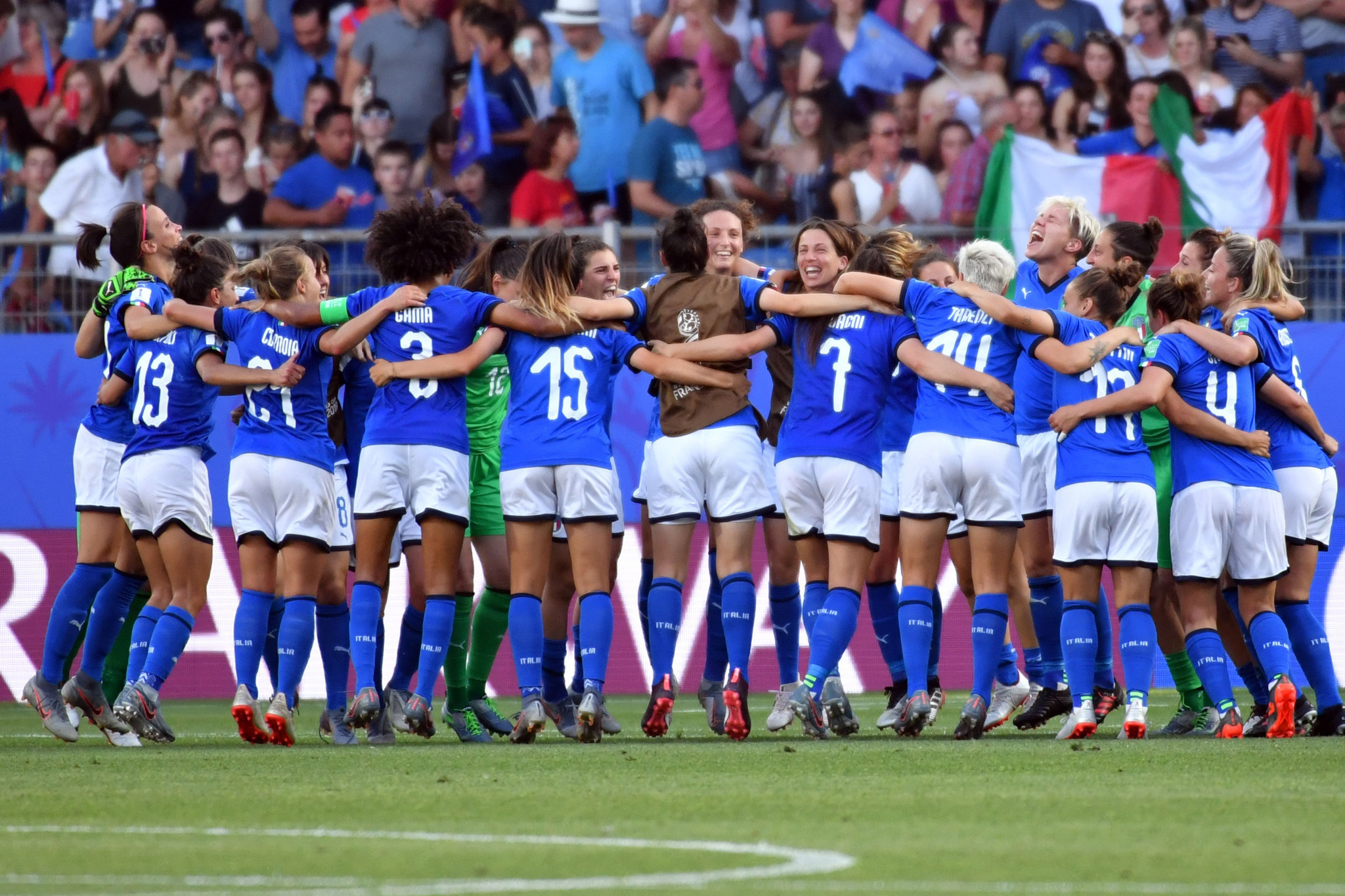 Italy booked their place in the FIFA Women's World Cup quarter-finals with a goal in each half to beat China in Montpellier ©Getty Images