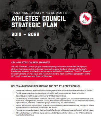 The Canadian Paralympic Committee Athletes' Council is looking ahead to the next four years with the release of its new strategic plan for 2019 to 2022 ©CPC