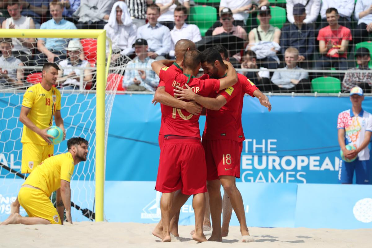 Beach soccer continued at the Olympic Sports Complex, with Portugal thrashing Romania 8-2 in the group stage ©Minsk 2019
