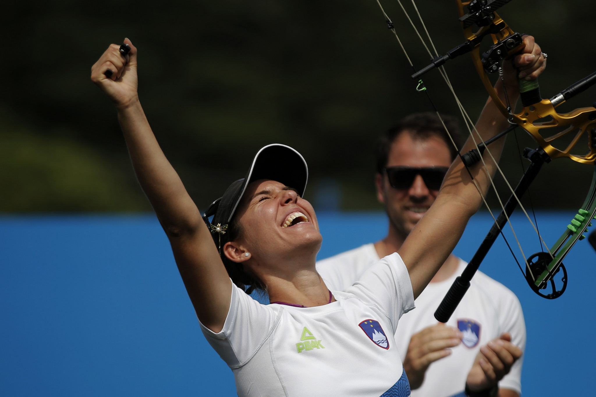 Slovenia's Toja Ellison celebrates European Games victory in Minsk in the women's recurve ©Getty Images