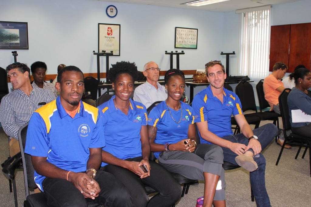 Barbadian athletes Nicholas Deshong, Sade Sealy, Kierre Beckles and Jason Wilson were present at the launch
