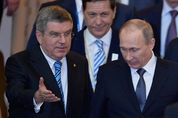 A spokesman for Vladimir Putin, pictured with IOC President Thomas Bach at Sochi 2014, has claimed the allegations in the report by the WADA Independent Commission report as "groundless" ©Getty Images