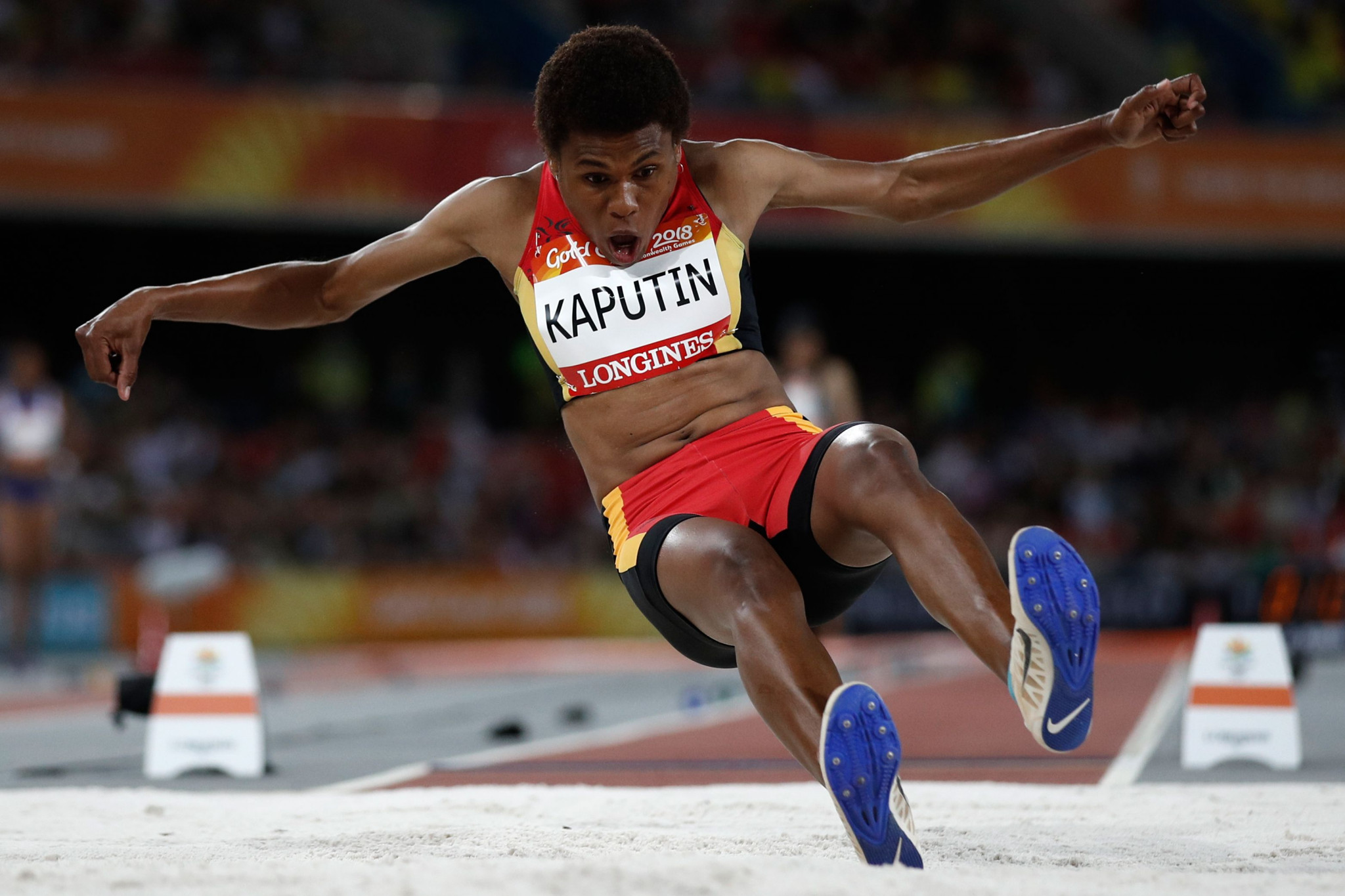 Papua New Guinea’s Rellie Kaputin completed a rare double in the women's horizontal jumps on day three of the Oceania Athletics Championships in Townsville ©Getty Images