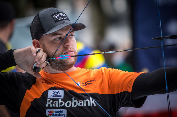 Dutch world number one compound archer Mike Schloesser won by a single point in his men's compound individual final against Luxembourg's world 142-rated Gilles Seywert ©Getty Images