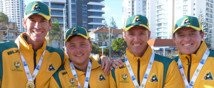 Hosts Australia won three of today's finals, including the men's fours event ©World Bowls