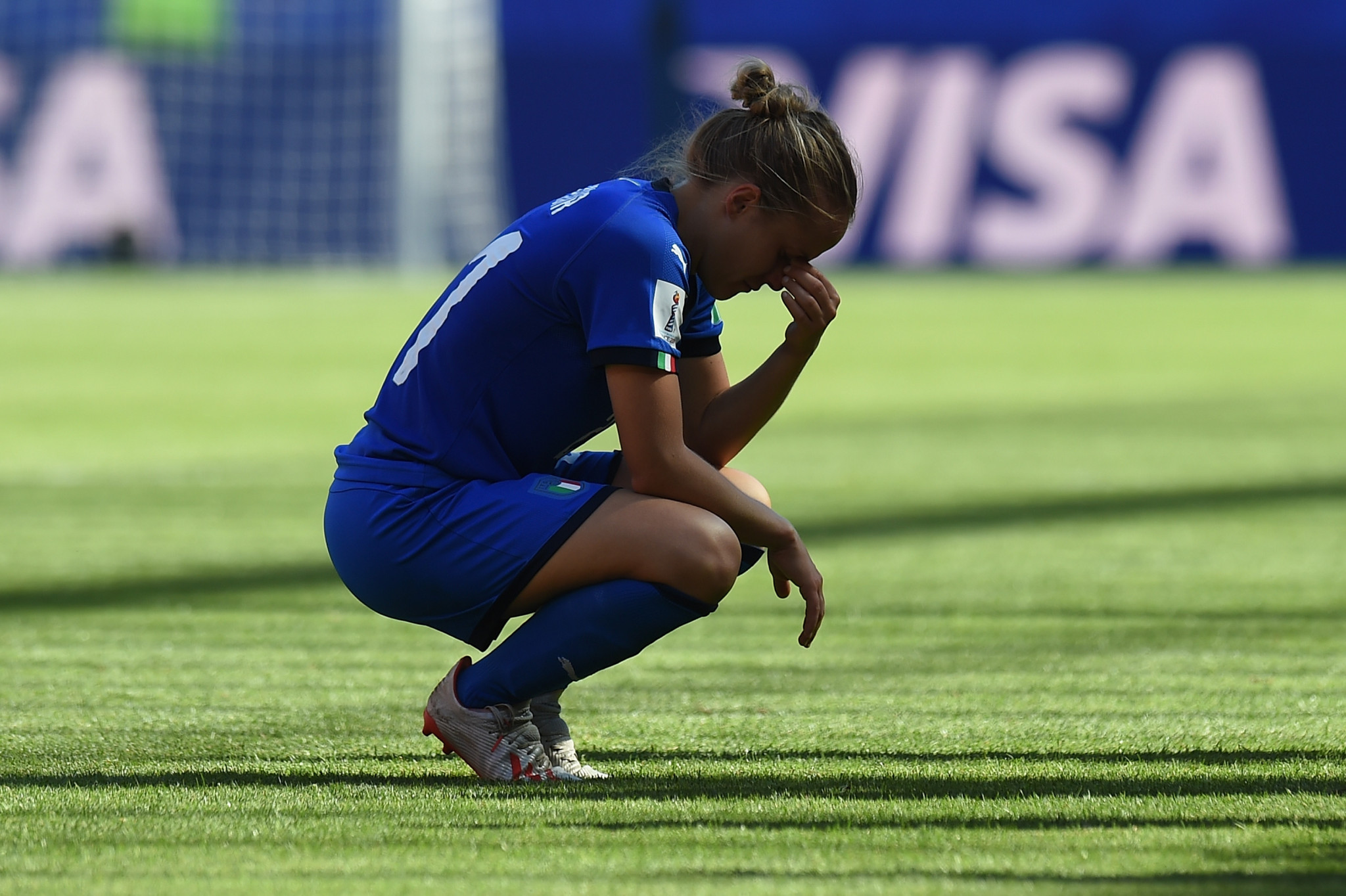 Italy's Valentina Cernoiaof is dejected after the final whistle ©Getty Images