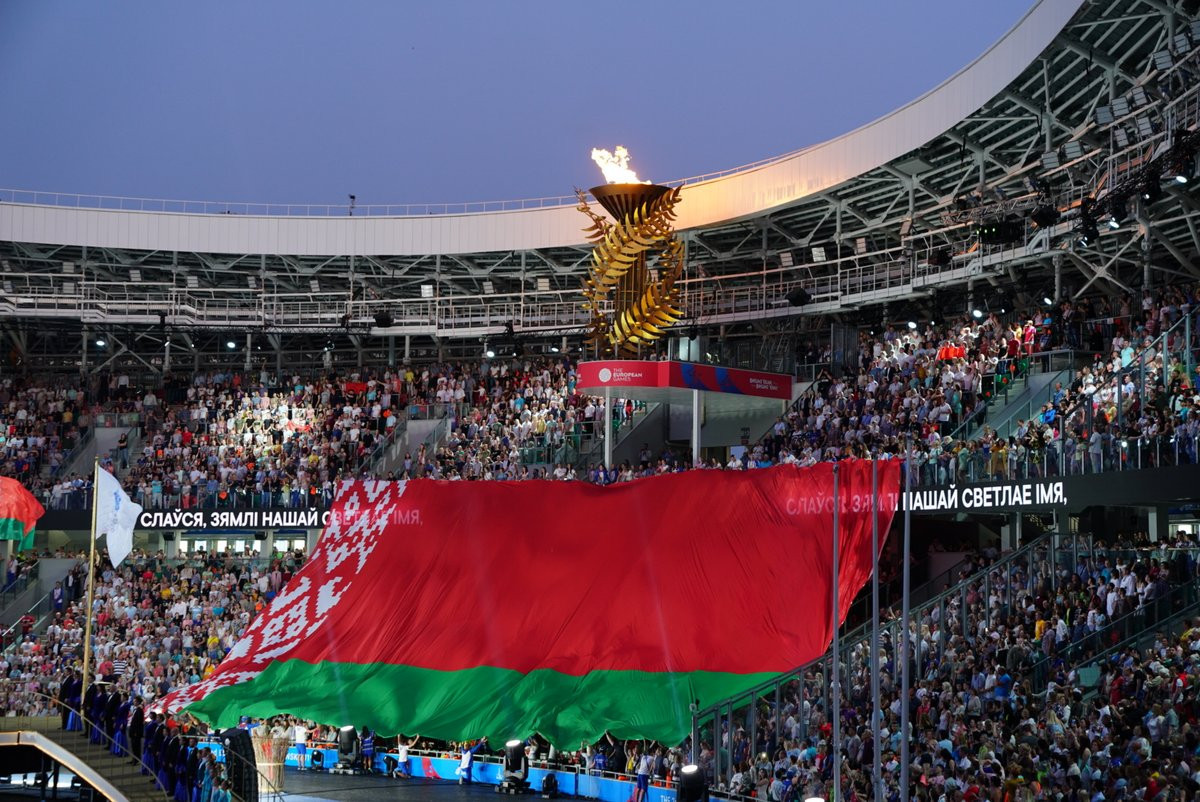 Proceedings began with a rendition of the Belarusian anthem ©Twitter